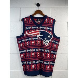 NEW ENGLAND‎ PATRIOTS Ugly NFL Football Christmas Holiday SWEATER Vest Adult M